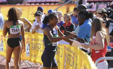 Tampere, Finlandiya, 10 Temmuz: Ona Das (Hindistan) kazanmak altın madalya IAAF Dünya U20 Şampiyonası Tampere, Finlandiya 10 Temmuz, 2018 üzerinde 400 metreler.
