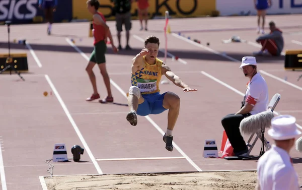 2018 日にフィンランドのタンペレに Iaaf U20 選手権でロング ジャンプ イベントでウクライナからタンペレ フィンランド Andriy Avramenko — ストック写真