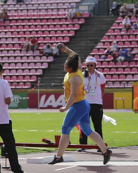 Tampero Finlandia Julio Hanna Khopyak Ucrania Final Lanzamiento Campeonato Mundial — Foto de Stock