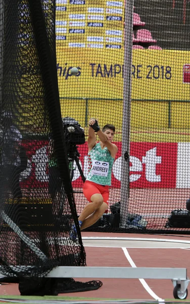 Tampere Finlandia Julio Valentin Andreev Bulgaria Evento Lanzamiento Martillo Campeonato — Foto de Stock