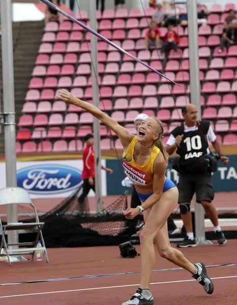 Tampere Finsko Července Alina Shukh Ukrajina Win Oštěpem Finále Halové — Stock fotografie