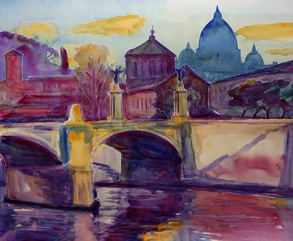 sant pietro Bazilikası, tiber Nehri ve ponte vittorio emanuele, Vatikan, Roma, İtalya.