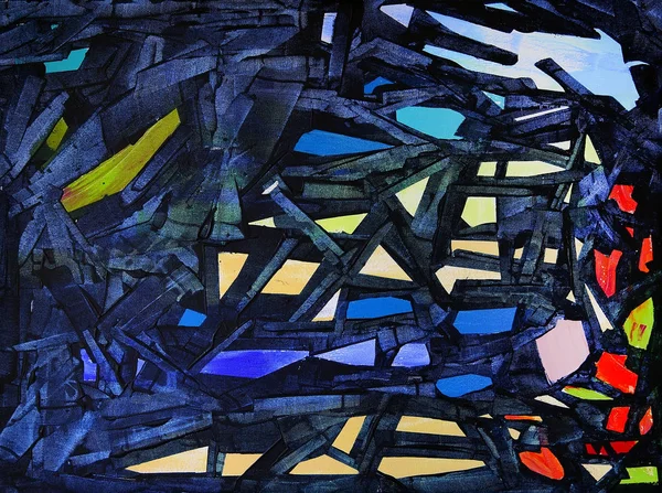 Pintura Abstrata Chamada Fuja Capricórnio Cabeça Azul Dos Labirintos Escuridão — Fotografia de Stock