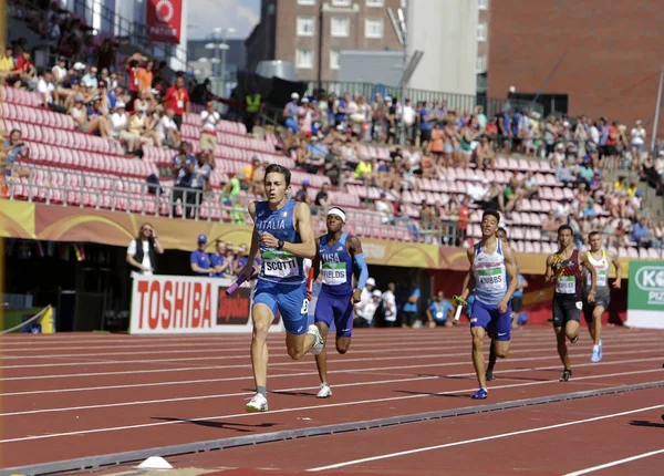 Tampere Finland July Edoardo Scotti Running 4X400 Meters Relay Iaaf — Stock Photo, Image