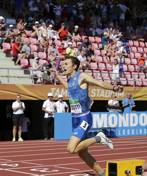 Tammerfors Finland Juli Edoardo Scotti Vann 400 Meter Relay Iaaf — Stockfoto