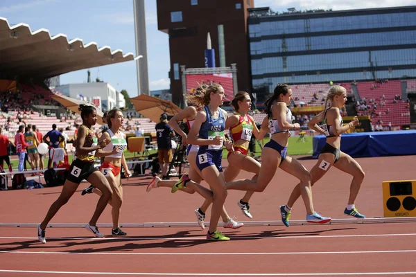 Tampere Finlandia Luglio Gli Atleti Corrono 800 Metri Nel Campionato — Foto Stock