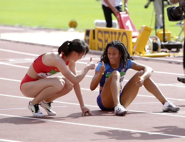 Tampere Finlandia Lipca Jurnee Woodward Tianlu Lan 400 Przez Płotki — Zdjęcie stockowe