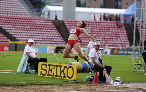 Tampere Finlandia Julio Luying Gong China Final Salto Longitud Campeonato — Foto de Stock