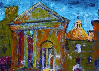 Painting of the Portico of Octavia in Rome, Italy clipart