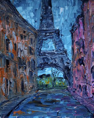Sanat resim Paris Caddesi Eyfel Kulesi ile