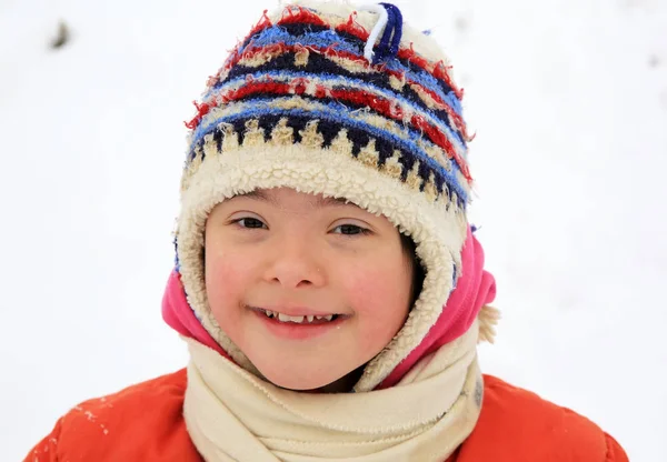 Ritratto Bella Bambina Inverno — Foto Stock