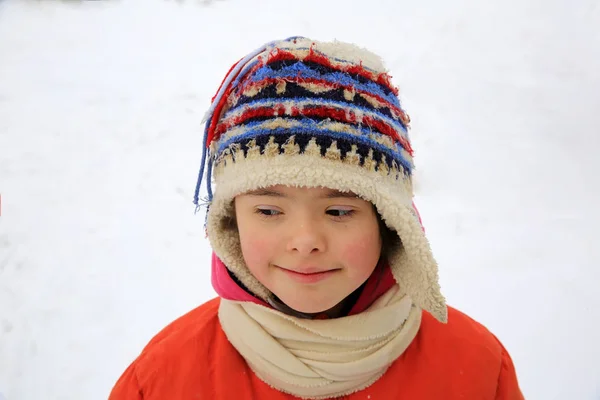 Portrait Beautiful Little Girl Winter — Stock Photo, Image