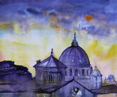 Suluboya resim Basilica Sant Pietro, Vatikan, Roma, İtalya.