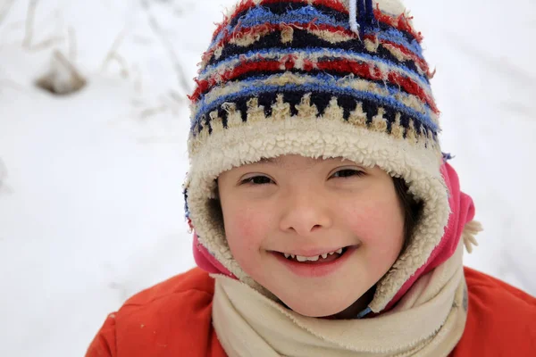 Portrait Belle Petite Fille Hiver — Photo