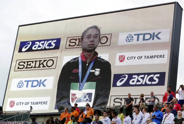 Tampere Finland Juli Hima Das India Win Gouden Medaille 400 — Stockfoto