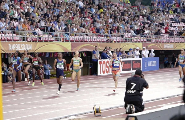 Tampere Finland Juli Hima Das Indien Vinder Guldmedalje 400 Meter - Stock-foto