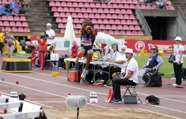 芬兰坦佩雷 7月12日 Jasmine Moore Usa 参加2018年7月12日芬兰坦佩雷世界 Upere 锦标赛跳远比赛 — 图库照片