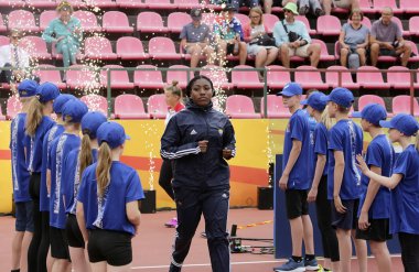 Tampere, Finlandiya, 11 Temmuz: Juleisy Angulo dan Ekvador cirit atmak son IAAF Dünya U20 Şampiyonası Tampere, Finlandiya için 11 Temmuz, 2018.