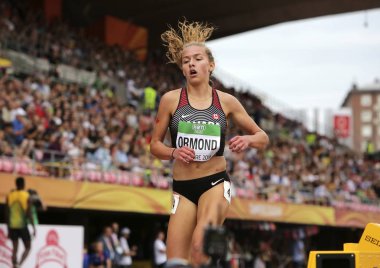 Tampere, Finlandiya, 11 Temmuz: Cameron Ormond Kanada'dan 11 Temmuz 2018 üzerinde 3000 metre Tampere, Finlandiya için IAAF Dünya U20 Şampiyonasında final 16.