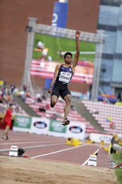 TAMPERE, FINLAND, July 11: M SREESHANKAR from India take 6th place in the long jump final at the IAAF World U20 Championships in Tampere, Finland on July 11, 2018. clipart