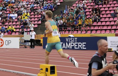Tampere, Finlandiya, 11 Temmuz: Avustralya fanlar ve Ashley Moloney (Avustralya) altın ve gümüş madalya dekatlon Doğum IAAF Dünya U20 Şampiyonası Tampere, Finlandiya için 11 Temmuz, 2018 kazanmak.