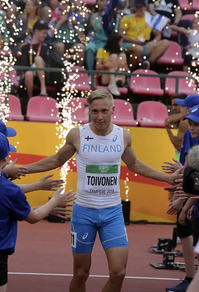 Tammerfors Finland Juli Juuso Toivonen Finland Tiokamp Iaaf World U20 — Stockfoto