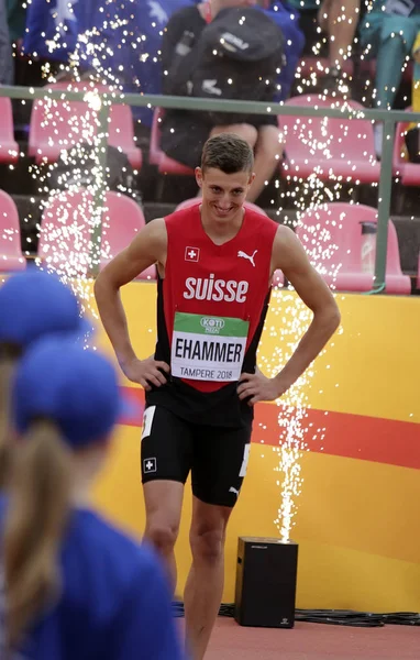 Tampere Finland Juli Simon Ehammer Zwitserland Wint Brons Tienkamp Het — Stockfoto