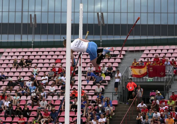 Tampere Finland Juli Santtu Koskiaho Fra Finland Pole Hvælving Event - Stock-foto