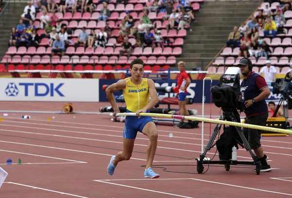 Tampere Finlandiya Temmuz Armand Duplantis Sveç Kazanmak Sırıkla Yüksek Atlama — Stok fotoğraf