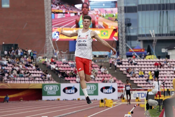 Tampere Finlândia Julho Piotr Tarkowski Polónia Evento Salto Distância Campeonato — Fotografia de Stock