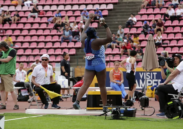 Tampere Finland July Sydney Giampietro Italy Shot Put Final Iaaf — Stock Photo, Image