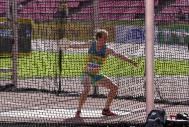 Tampere, Finlandiya, 11 Temmuz: Gary Haasbroek (Avustralya) kazanmak gümüş madalya dekatlon Doğum IAAF Dünya U20 Şampiyonası Tampere, Finlandiya 11 Temmuz, 2018.