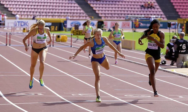 芬兰坦佩雷 7月11日 西尔维娅 布鲁克罗布沃斯基和 Sanique 沃克运行400米跨栏在国际田联世界 U20 锦标赛在坦佩雷 芬兰第十一2018年7月 — 图库照片