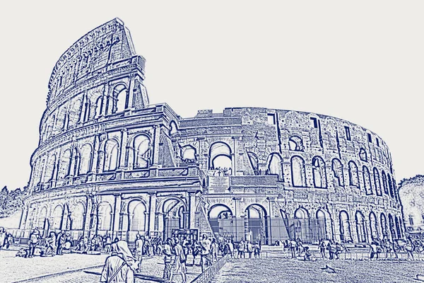 Римські Міський Пейзаж Колізей — стокове фото
