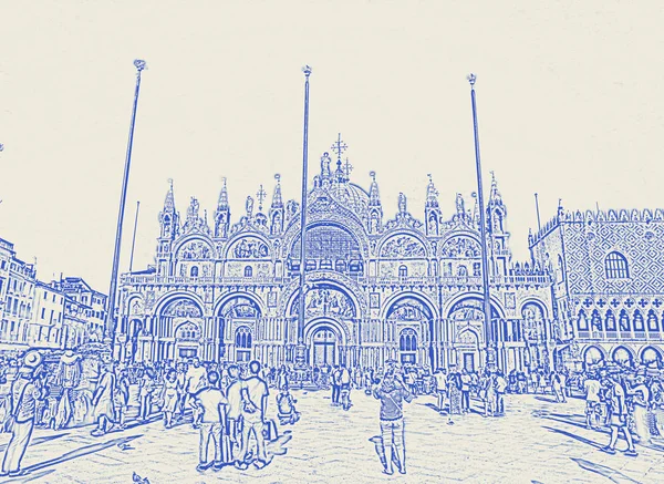 Náměstí San Marco Kostel Benátky Itálie — Stock fotografie
