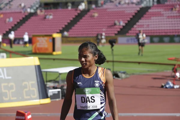 Tammerfors Finland Juli Hima Das Indien Vinna Guld Medalj 400 — Stockfoto