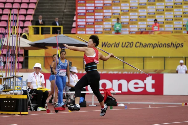 芬兰坦佩雷 7月11日 2018年7月11日 在芬兰坦佩雷举行的 Iaaf U20 锦标赛上 来自中国的前前戴在标枪决赛中排名第6位 — 图库照片