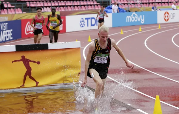 Tampere Finland Juli Tim Van Velde Dari Belgium Menjalankan Steeplechase — Stok Foto