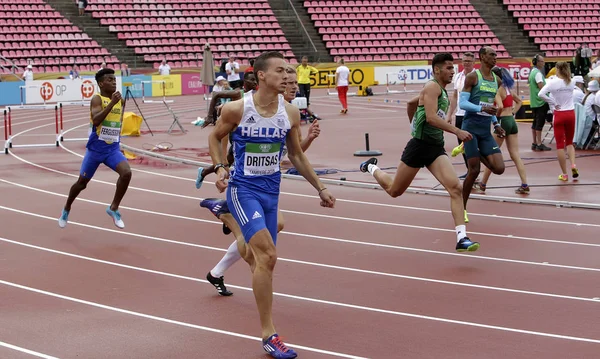 Tampere Finland July Athlets Running 400 Metrs Hurdles Heats Iaaf — Stock Photo, Image