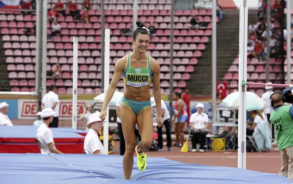 タンペレ フィンランド 7月12日 Iaaf世界U20選手権タンペレ フィンランドでハイジャンプヘプタスロンイベントにセレステ ムッチ オーストラリア 2018年7月12日 — ストック写真