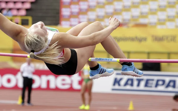 Tampere Finlandiya Temmuz Sarah Lagger Avusturya Yüksek Atlama Heptatlon Kazanmak — Stok fotoğraf