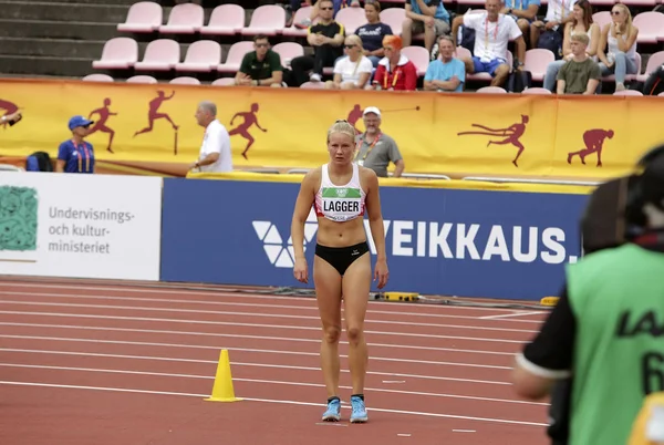 Тампере Фінляндія Липня Сара Утеплювач Австрія Високі Стрибки Heptathlon Win Стокове Зображення