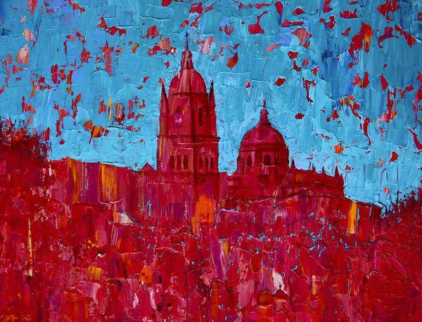 Abstract art painting of the Salamanca church