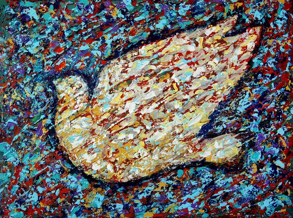 Abstract art painting of a dove painted by acrylic