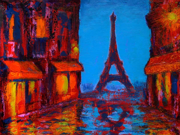 Paryski Wieczór Street Art Malarstwo — Zdjęcie stockowe