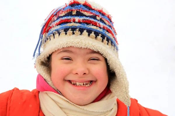 Portret Van Een Mooi Klein Meisje Winter — Stockfoto