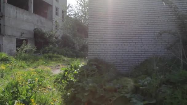 Edifici e strade incompiute nel bosco — Video Stock