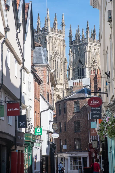 York Yorkshire Junio 2018 Vista York Minster Desde Calle Comercial —  Fotos de Stock