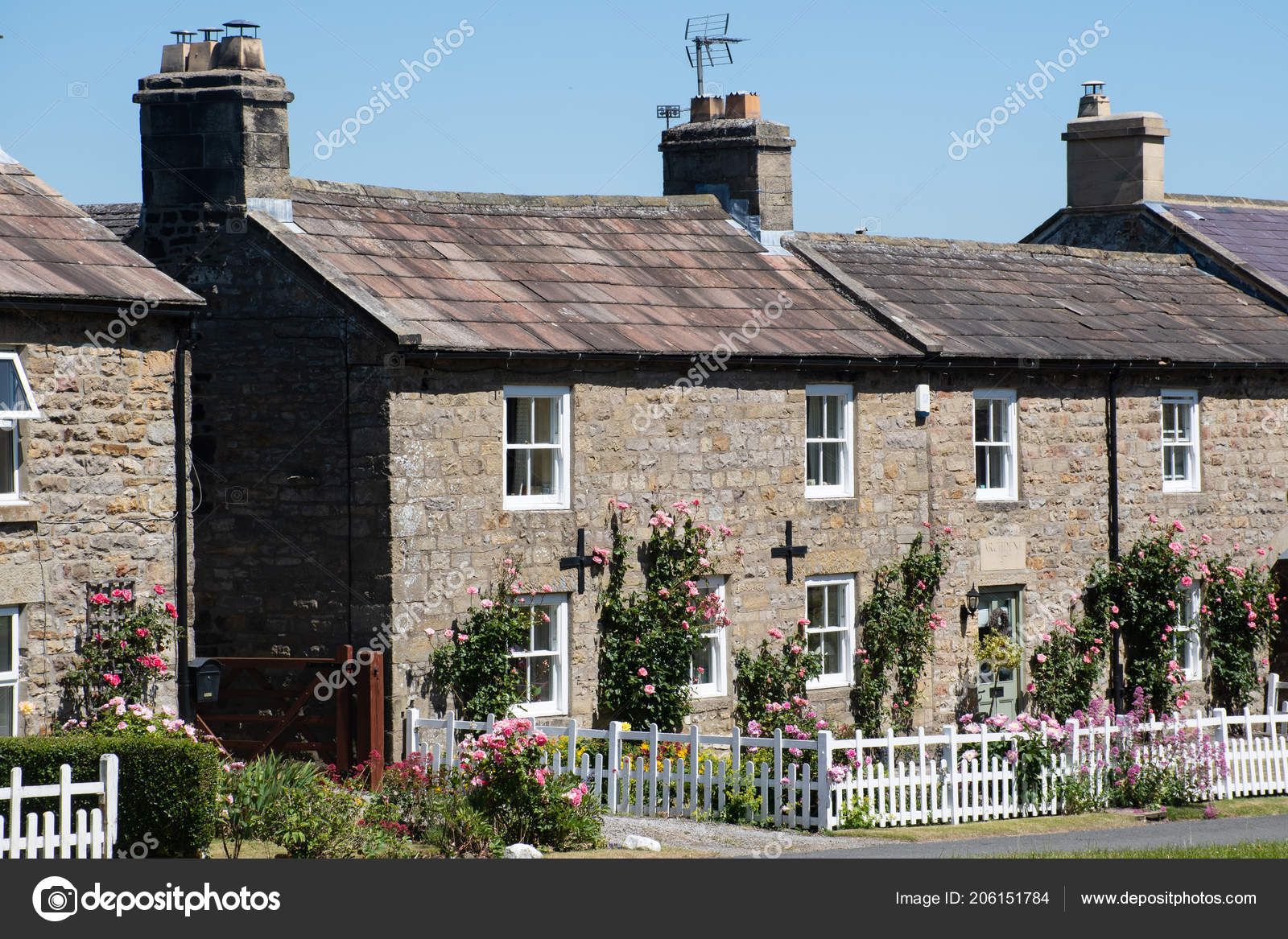 Row English Country Cottages Stock Photo C Pauws99 206151784