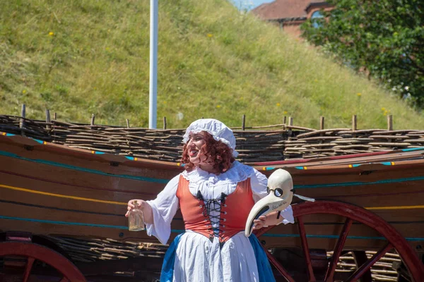 York Yorkshire June 2018 Mature Lady Elizabethan Enactment — Stock Photo, Image